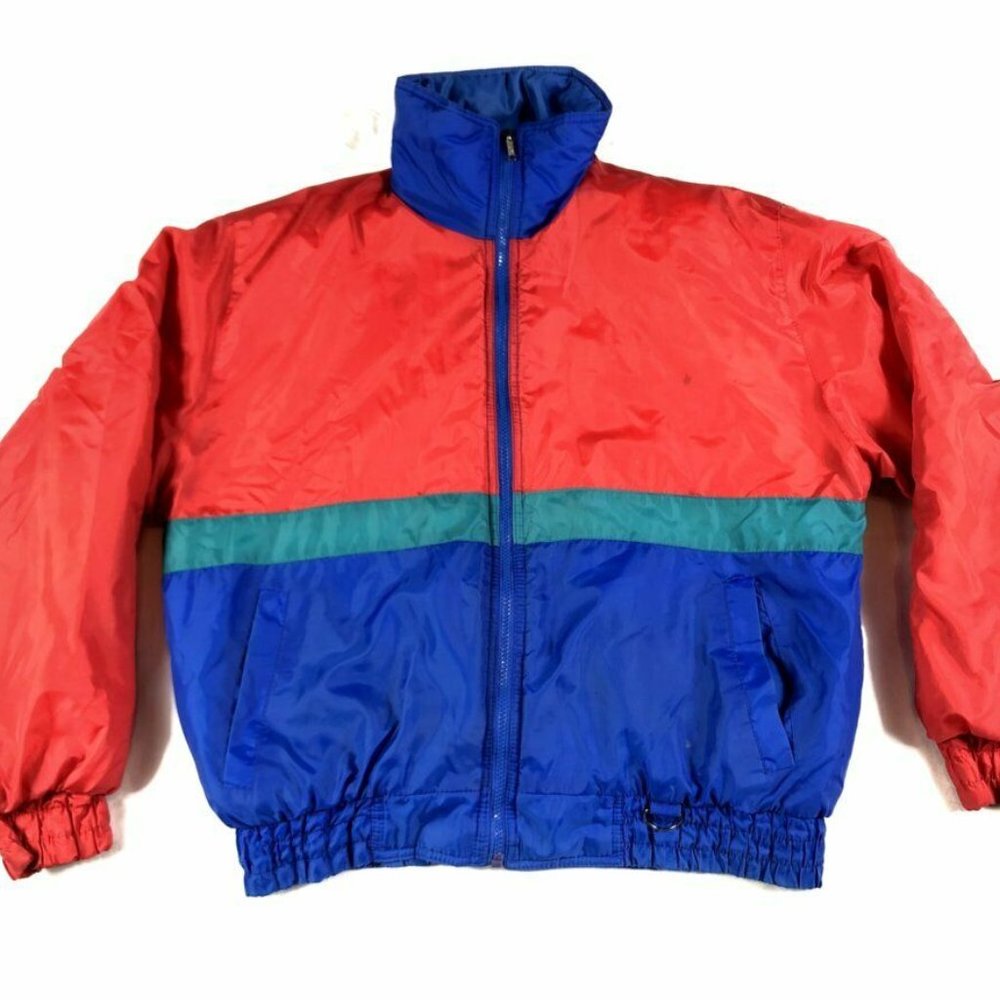 Mens Large Vintage Cortina Red and Blue Ski Jacket
